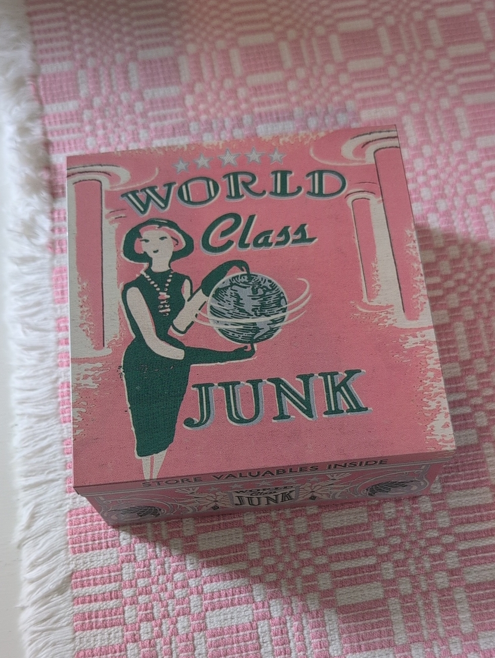 World Class Junk Pink Decorative Trinket Vintage Style Box